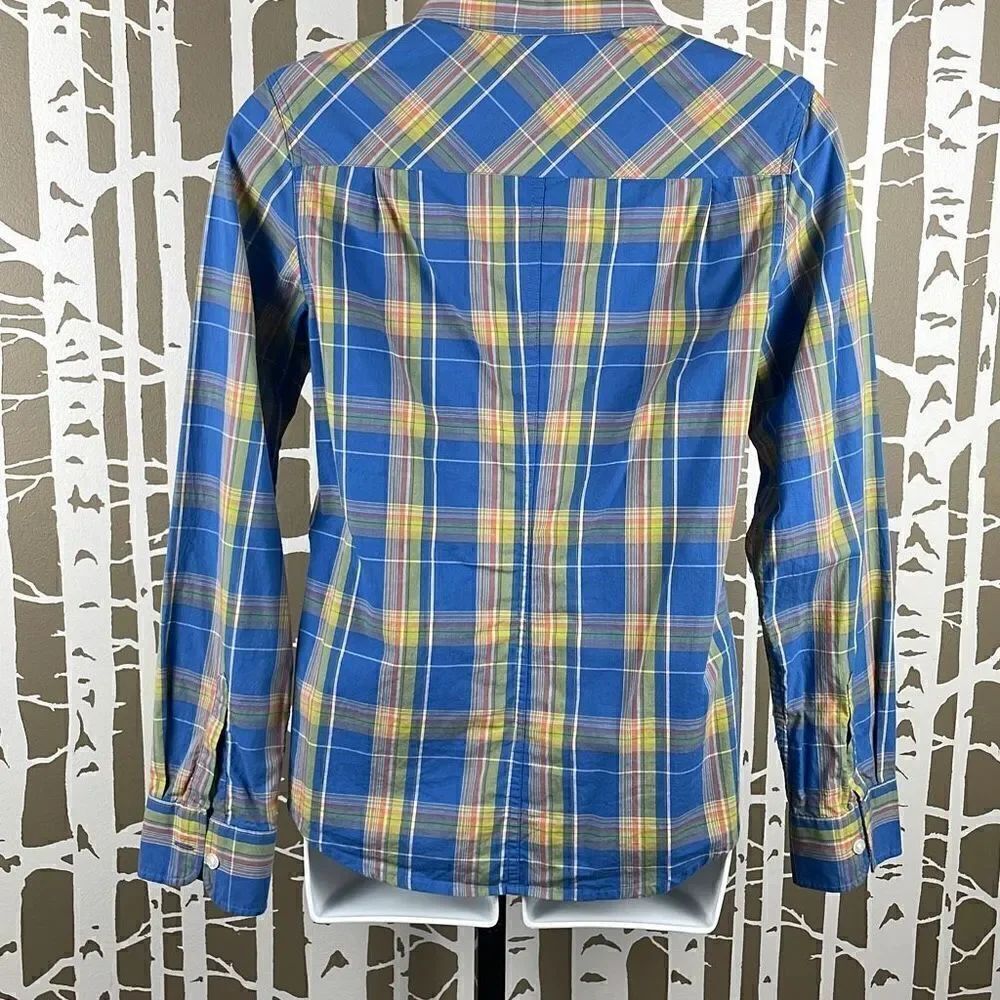 Pendleton Plaid Button Down Blue Yellow Orange S - Picture 3 of 6